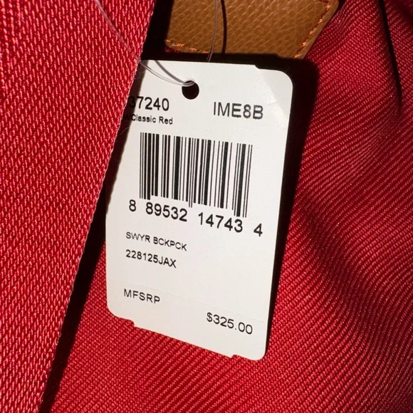 NWT - COACH Red and Brown Canvas Sawyer Backpack - Picture 4 of 8